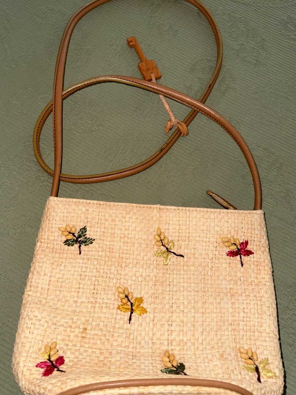 Fossil Cream Woven Crossbody with Multicolor Embroidery